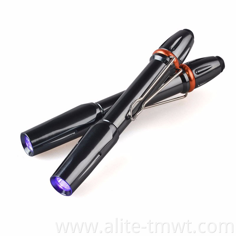 Pocket Flashlight 365nm 3W LED Ultraviolet Lamp UV Black Light Pen Torch